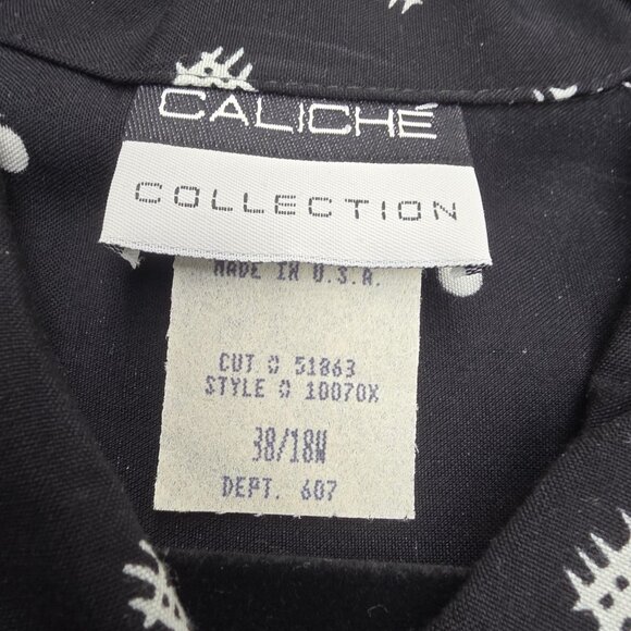 Vintage Caliche Collection Shirt Womens 18W Black White Rayon Button Up 90s USA - Picture 7 of 10